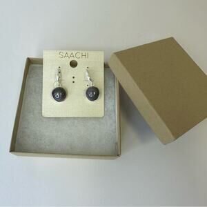 Saachi Matte Silver and Black Glass Earrings